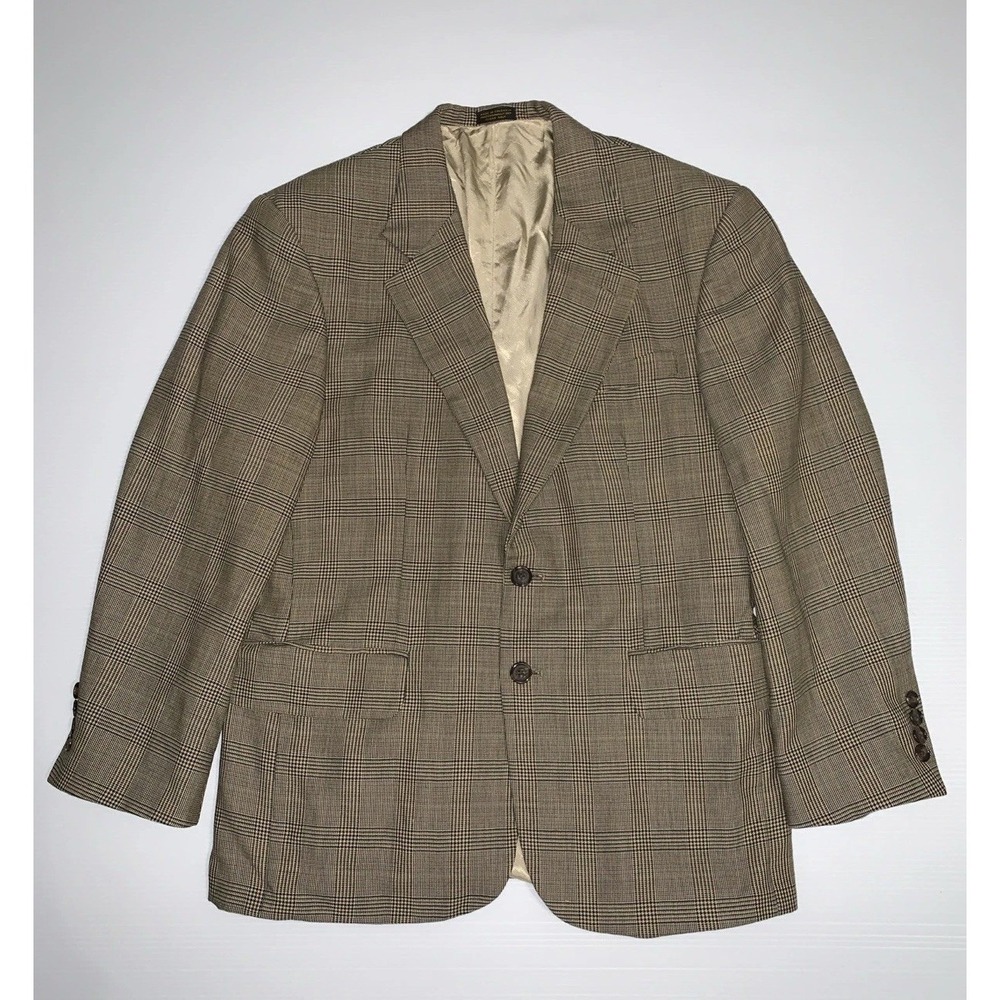 VTG Oscar De La Renta Men's‎ 38S Glen Plaid Wool Sport Coat Lined Blazer Preppy